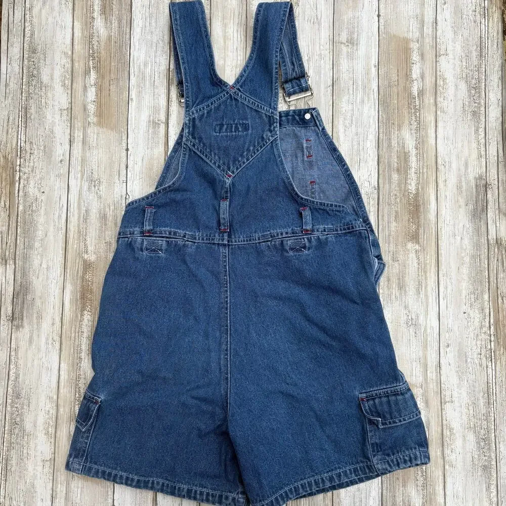 VTG‎ Montana Blues Kids Bib Overalls Shorts Sz L Blue Denim Carpenter Casual